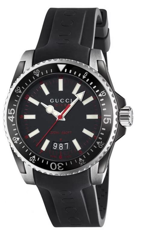 gucci mens watch ya136303|Gucci Dive Black Dial Black Rubber Men's Watch YA136303.